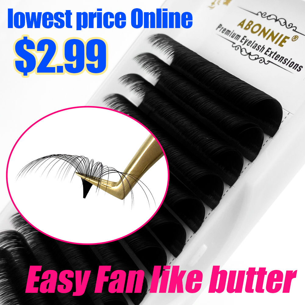 Eyelash Extension Mega Volume - Abonnie 0,03-0,10 мм, легкие веерные ресницы,