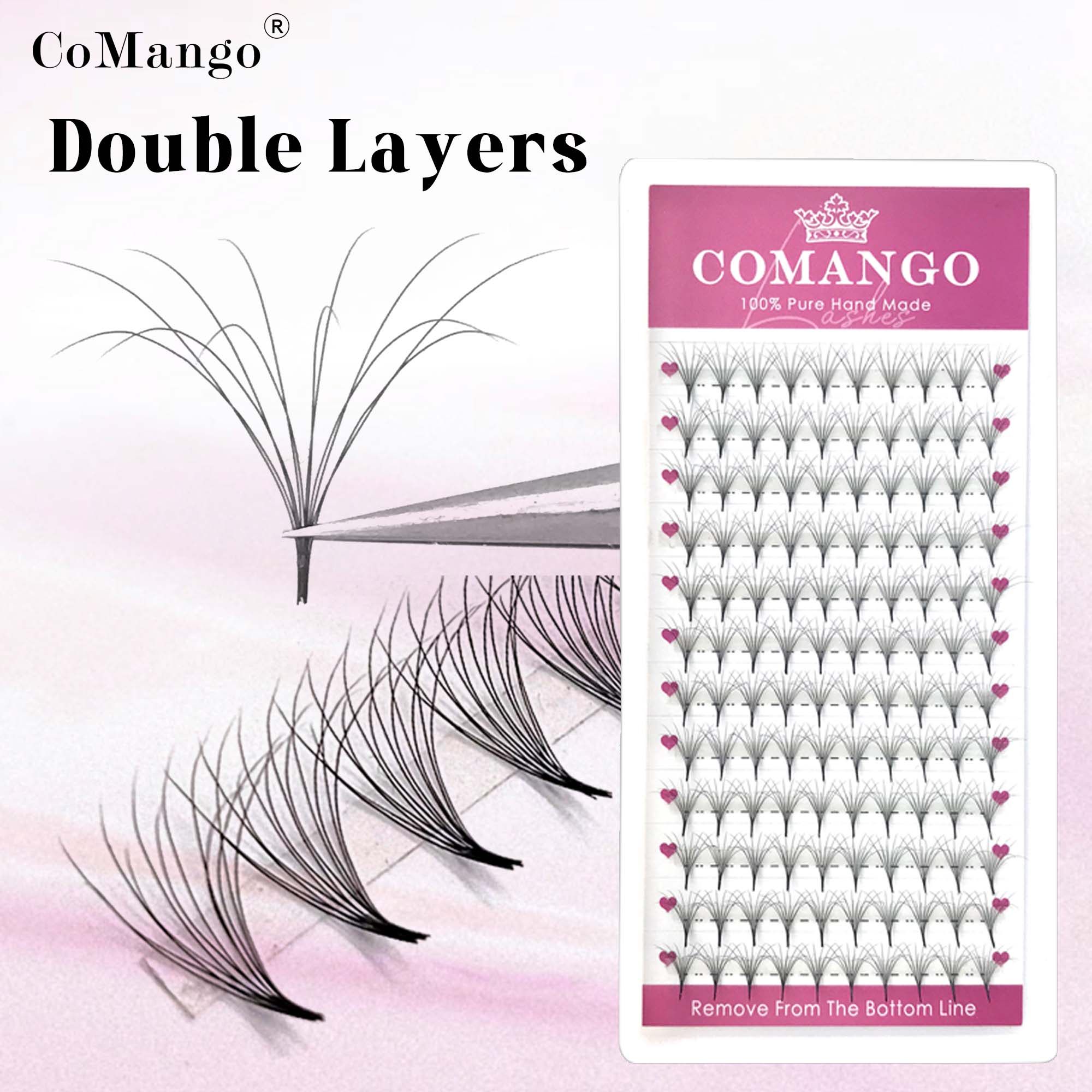Eyelash Extension Mega Volume - COMANGO симпатичные двухслойные пушистые готовые объемные