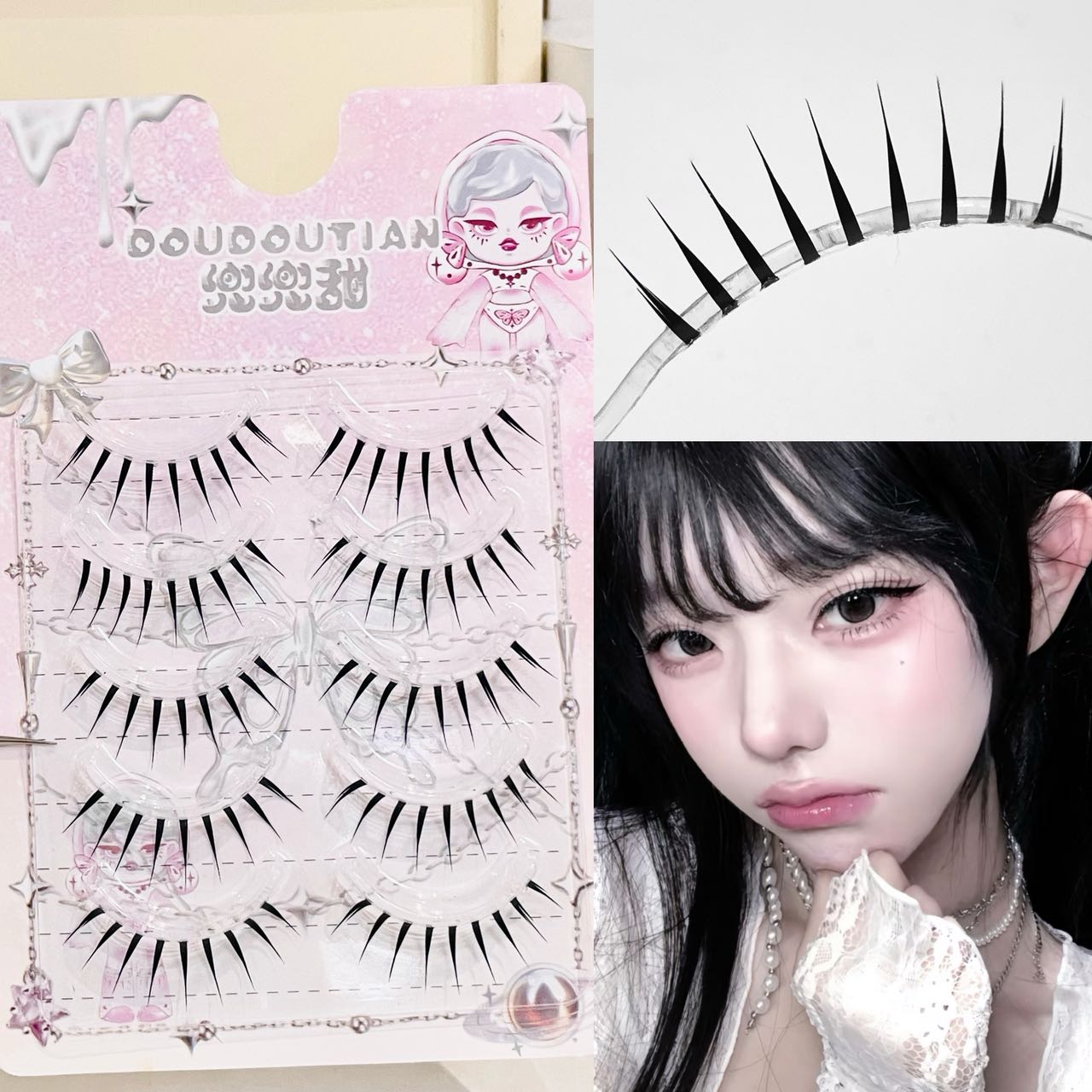 Eyelash Extension Natural - Накладные ресницы Doudoutian Wet Look Spiky