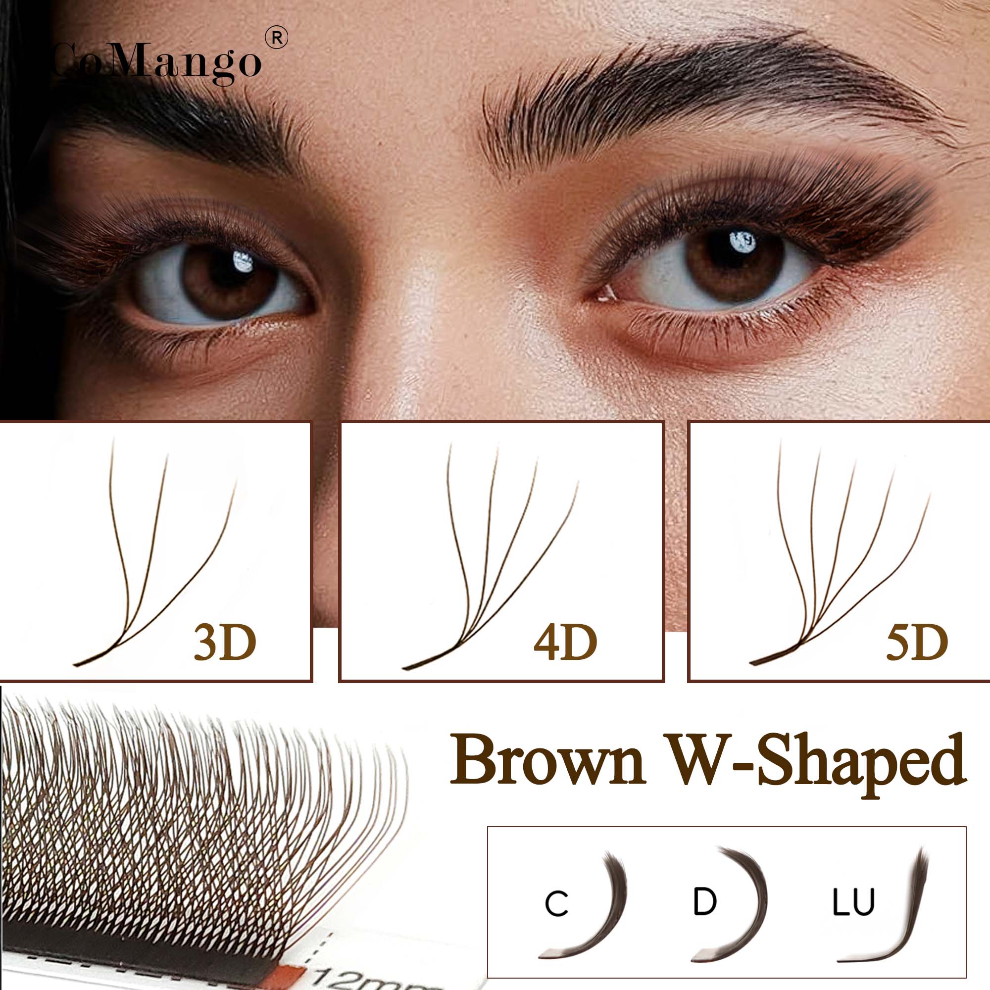 CoMango C/D/LU коричневые 3D/4 – обзор и цена Eyelash Extension Volume Styles