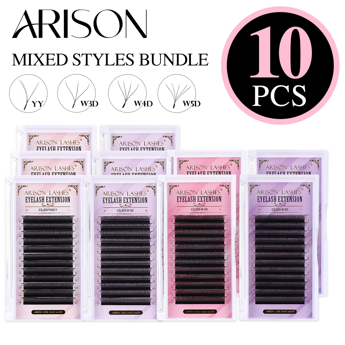 ARISON 10 коробок объемных рес – обзор и цена Eyelash Extension Volume Styles